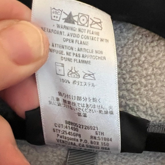 Patagonia Men's Gray Sweater with Red Trim Fleece Snap up collar pocket Size XL - Picture 6 of 10